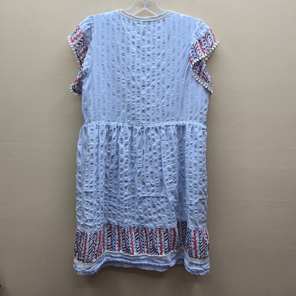 THML Women's Multicolor Embroidered Mini Dress Cowgirl Boho Light Blue SZ Small - Picture 2 of 7